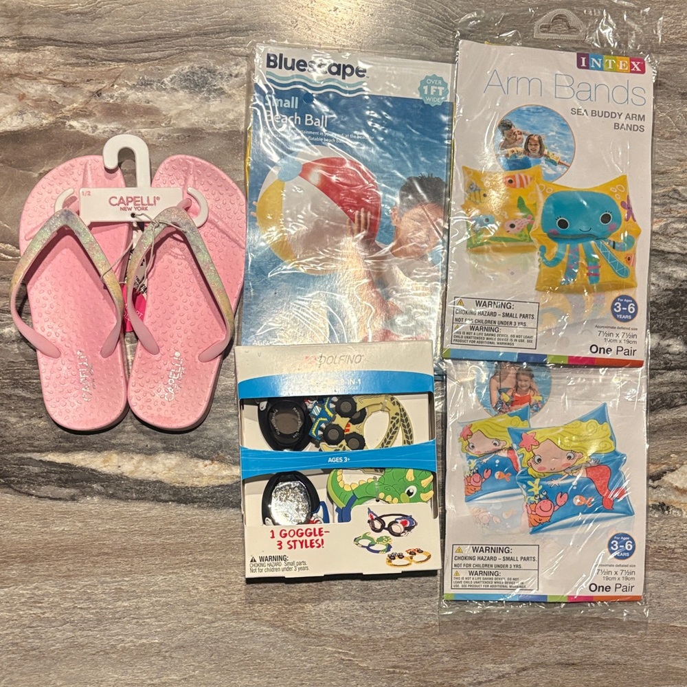 Summer Pool Sets 3 in 1 Goggles, Arm Bands….